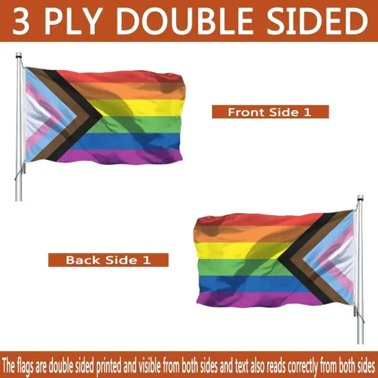 Progress Pride Rainbow Flag 3x5 Double Sided-Heavy Duty LGBTQ 2025 Gay Pride Lesbian Flags Banner 3x5ft Outdoor Fade Resistant {3}