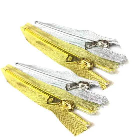 5MM 6 Inch Coil Pocket Zipper Closed Bottom Metallic Gold / Slvr {7}