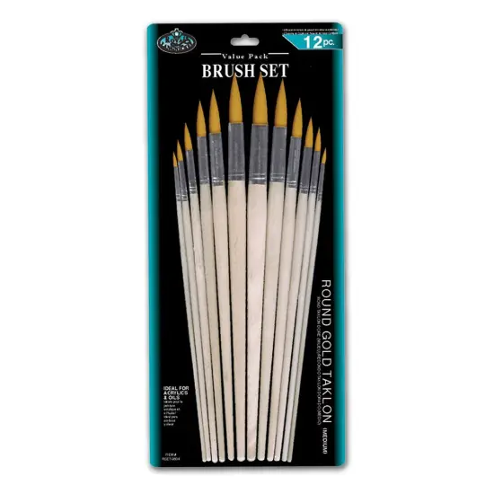 RSET-9604 | 12pc Gold Taklon Round Brush Set {1}