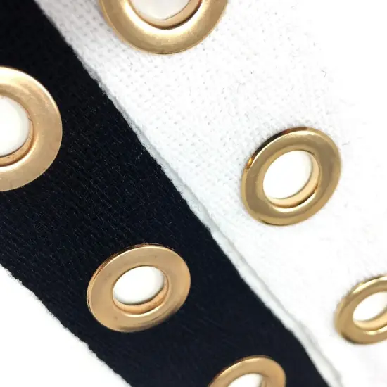 Eyelet Gold Plated Cotton Twill Tape Black or White Sold By the Yard {7}