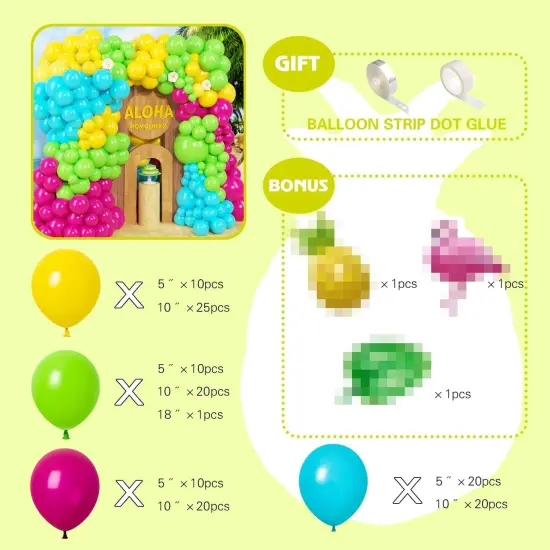 139Pcs Tropical Flamingo Balloon Arch Garland Kit (Style 4) {2}