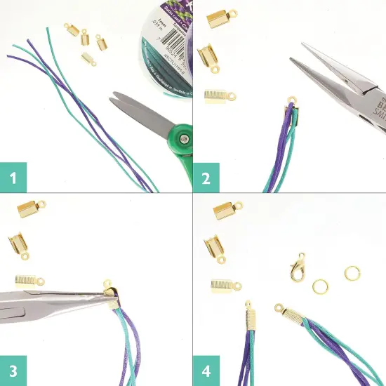 The Beadsmith Connector with Prong &ndash; Fold Over End Caps for Rattail, Leather, Suede, Lace, Ribbon, Cord, Ball Chain & Other Stringing for Jewelry Making {6}