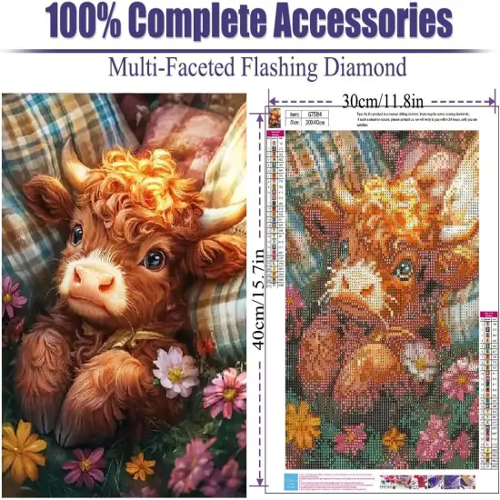 12x16inch - Highland Cow Diamond Painting Kits for Adults Beginner {2}