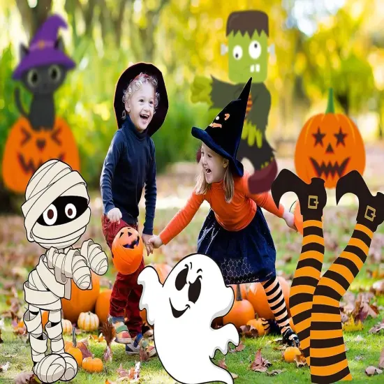 8PCS Cute Halloween Yard Stakes Halloween Garden Stake Witch {4}