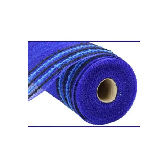 10.5" Drift Border Edge Mesh Ribbon: Royal Blue/Black (10 Yards) {1}