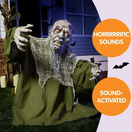 Halloween Animated Zombie Groundbreaker Outdoor Decor with Light Up Eyes {3}