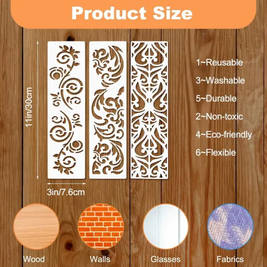 12 Pieces Border Leaf Stencil {2}