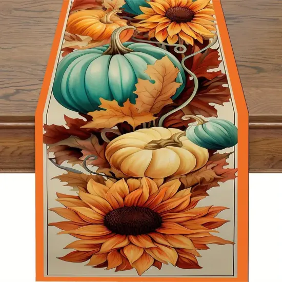 Fall Pumpkin Sunflower Halloween Table Runner - Style 2 {1}