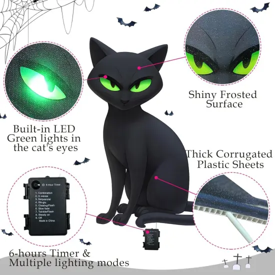 4 PCS Halloween Decorations Outdoor Scary Black Cat with LED Lights Glow Eyes {4}