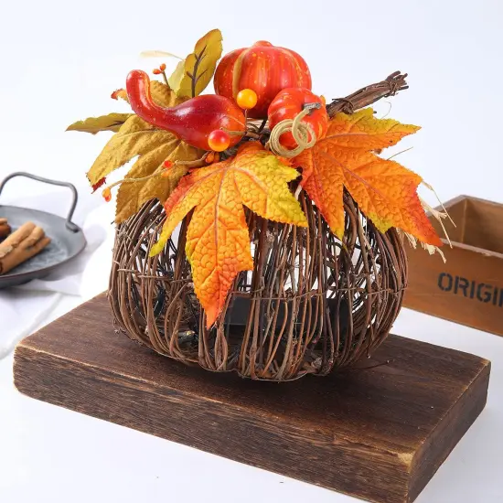 Artificial Rattan Pumpkin Battery Operated LED Fall {5}