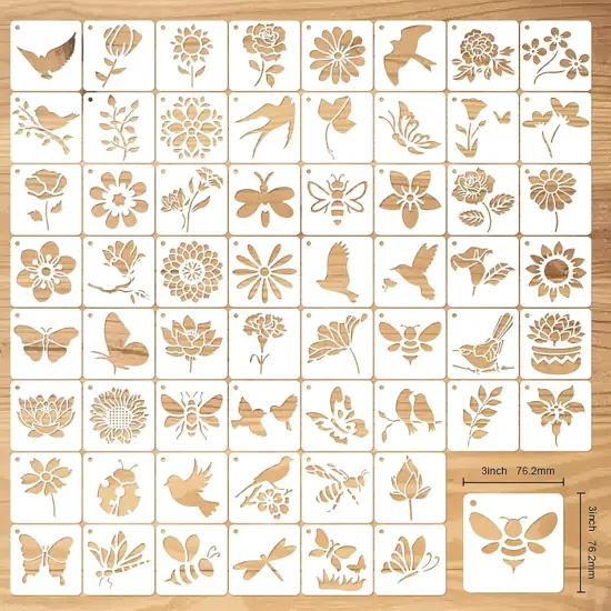 60 Reusable Flower Stencils - 3x3 Inch {2}
