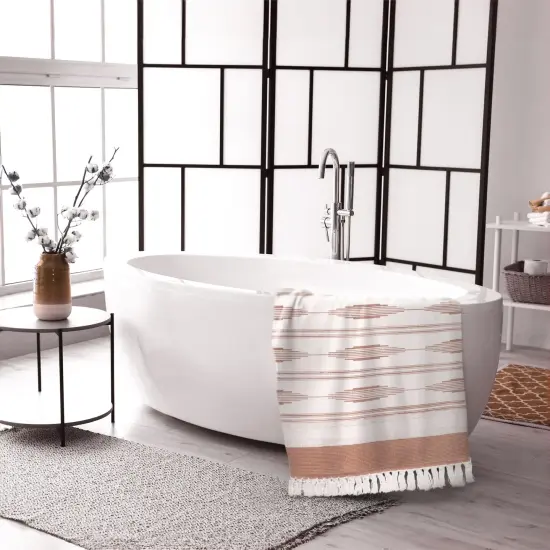 Yellow Bohemian Bathroom Rug with Tassels, Bohemian Style Mat (23.6 x 35 Inches) Brown {3}