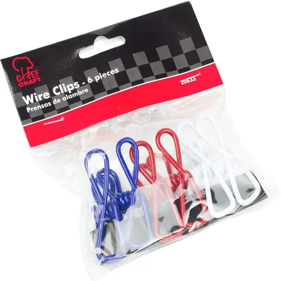Chef Craft 6pc Durable Metal Wire Clips Set - Great As Food Bag Clips or Clothespins {3}