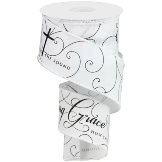 2.5" Amazing Grace Ribbon: White & Black (10 Yards) {1}