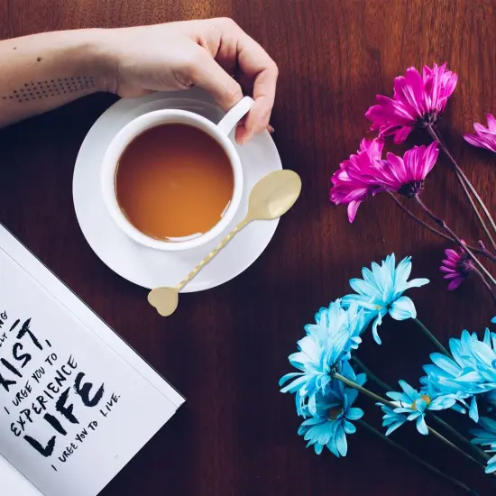 HIC Heart Shaped Handle 4.5" Gold-Plated Demi Spoon - Great for Coffee, Tea, Desserts and more {3}