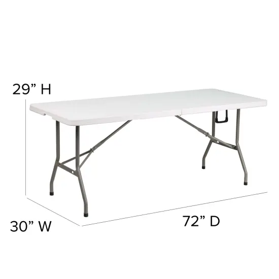 Emma and Oliver 6-Foot Bi-Fold Plastic Banquet and Event Folding Table with Handle Brown {10}