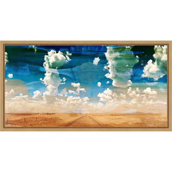 Country Road by Sisa Jasper 27-in. W x 14-in. H. Canvas Wall Art Print Framed in Natural {1}