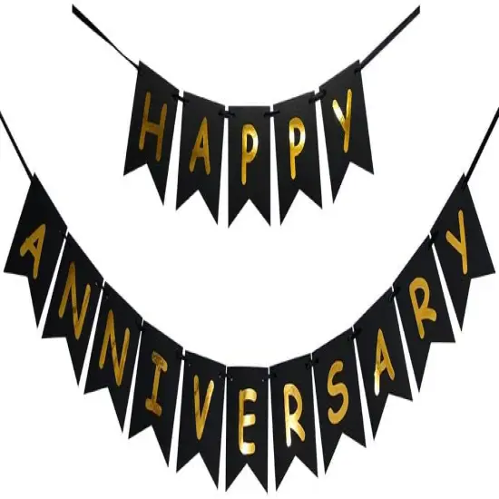 Happy Anniversary Banner Party Hanging Paper Fans Decoration {3}