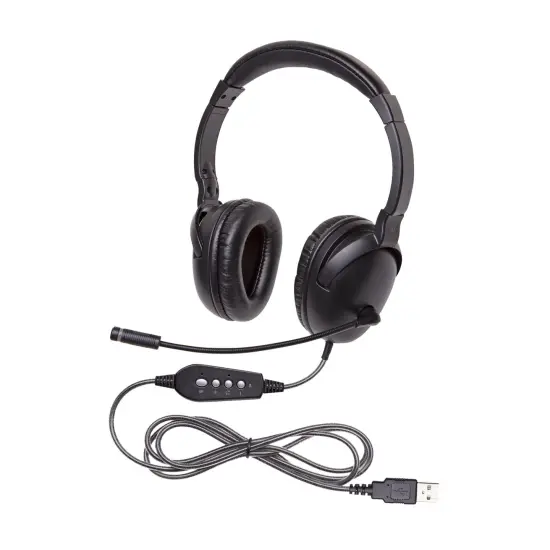 Califone NeoTech Plus 1017MUSB Premium, Over-Ear Stereo Headset with Gooseneck Microphone, USB Plug, Black {1}
