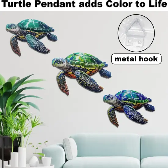 3Pcs Metal Summer Turtle Sea Wall Decor {4}