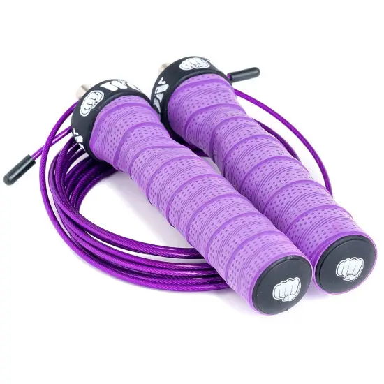 WOD Nation Attack Speed Jump Rope : Adjustable Jumping Ropes : Unique Two Cable Skipping Workout System : One Thick and One Light 11 Foot Cable : Perfect for Double Unders : Men and Women Purple {3}