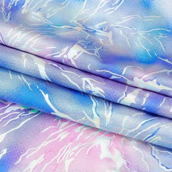 Tie Dye Thunder Hologram Spandex Fabric Purple H Pink S {4}