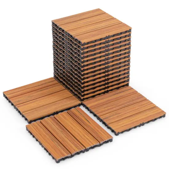 18 Pieces Weather Resistant Interlocking Deck Tiles Ideal for Outdoor Use Brown {1}