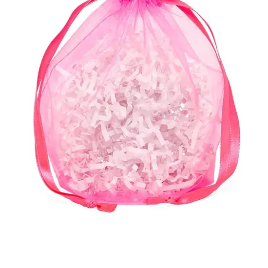 Wide Round Flat Bottom Organza Bags 6 1/2 '' X 4 '' X 7 '' for Jewelry Hot Pink {4}