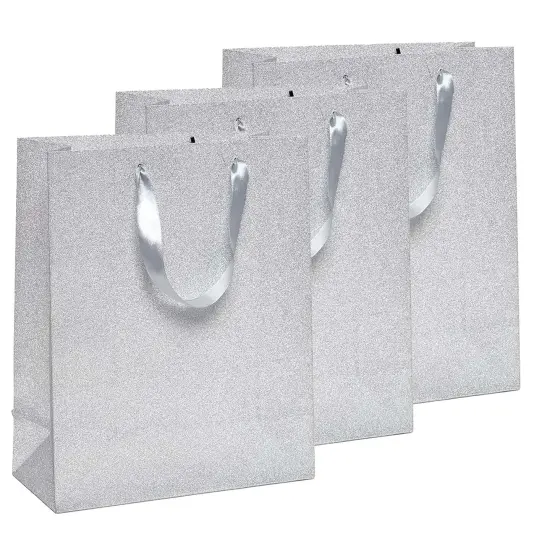 Stylish Glitter Grain Euro Totes Luxe Size 10 1/4'' x 4 3/4'' x 12 5/8'' Silver {6}