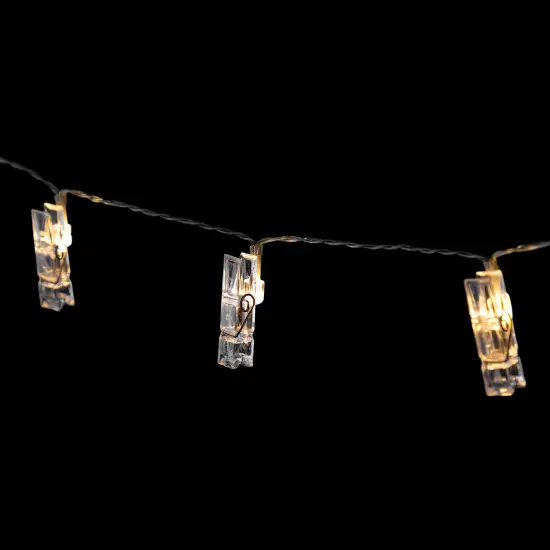 Northlight LED Clothes Pin Photo Holding String Light Set - 5' Clear Wire - 15ct {6}
