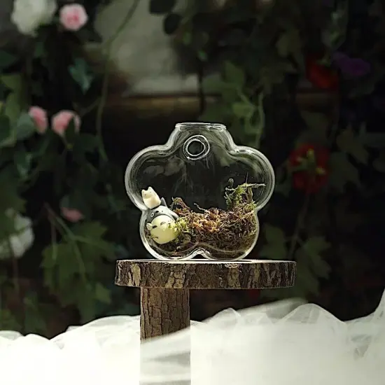 3 Clear Flower Glass Wall Hanging Terrariums Vases Wedding Centerpieces {5}