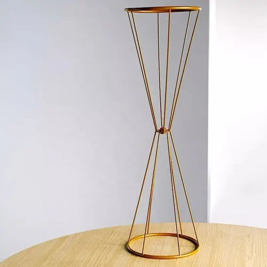 27-Inch Reversible Gold Geometric Metal Flower Stand Centerpiece Pedestal Party {2}