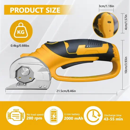 Cordless Electric Scissors，Automatic Scissors for Fabric Cutting，Cardboard Cutter Electric with 2 x Stainless Steel Rotary Blade，Power Rotary Cutter for Leather Carpet Plastic Cutting,Sewing {3}