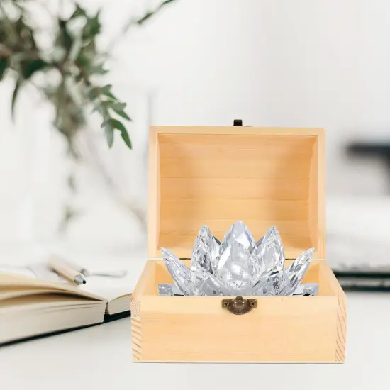 Unfinished Wooden Box with Hinged Lid - Unpainted Jewelry Box & Treasure Chest for Art & Jewelry Storage {4}