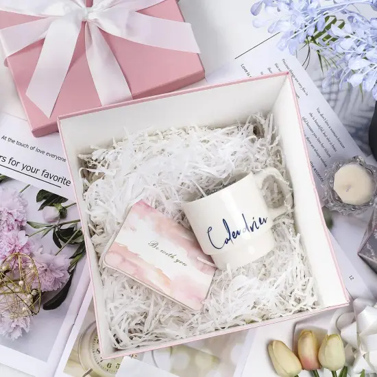 Medium Birthday Gift Box with Lids, Ribbon and Tissue Paper, Collapsible Gift Box - 1 Pcs, 9x9x9 Inches, Pink {4}