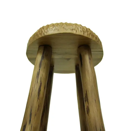 Rustic Handcrafted Wooden Carved Bear Bar Stool 24 in. {4}