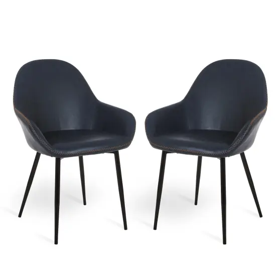 Set of 2/4 Mid-Century Modern Leatherette Dining Armchairs {1}