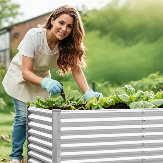 Costway Raised Garden Bed Large Metal Planter Box Kit for Vegetable Herb 6' x 3' x 2' {4}