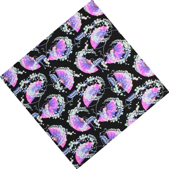 1 Yard Japanese Fans Printed 4 Way Stretch Nylon Spandex Fabric 58 60 inch Width {3}