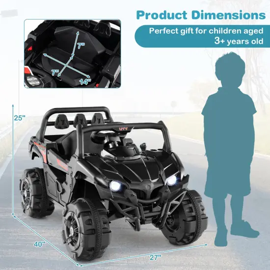 12V Battery-Powered Electric Vehicle with Remote Control & 3 Speed Modes Black {4}