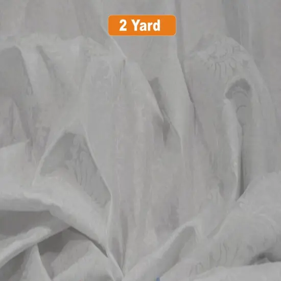 60" Wide Damask Flocking Taffeta Fabricfor Curtains Apparel and Decor White on White Damas {1}