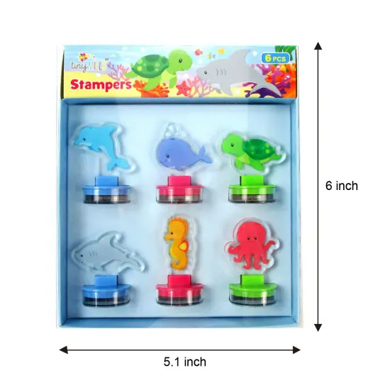 Sea Life Acrylic Self-Inking Stamper in Display Box, 6 Pcs {3}