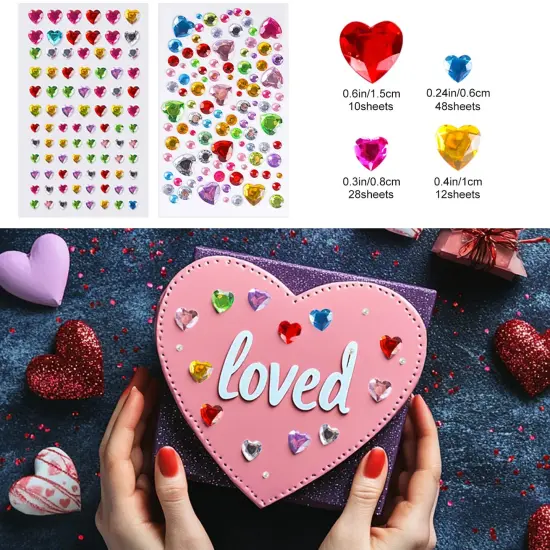 2774pcs Gem Stickers Jewels for Crafts - Self Adhesive Rhinestone Jewel Stickers, Stick on Gems Rhinestones for Crafts, Acrylic Bling Heart Stickers, Craft Supplies for Kids {4}