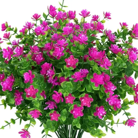 4pcs Artificial Flowers Outdoor Big Lotus Floral Greenery Shrubs Plants Fuchsia {1}