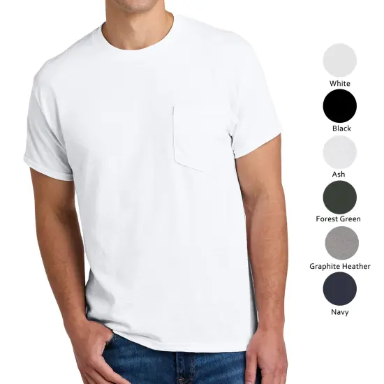 Gildan Dryblend Pocket T-Shirt, Multiple Colors Adult Short Sleeve Tees Safety green {4}