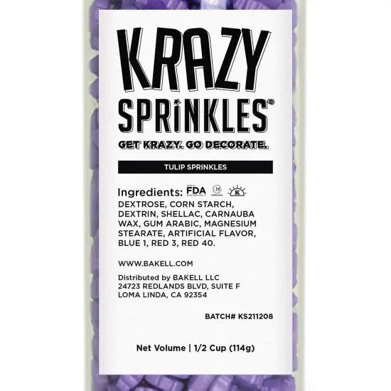 Krazy Sprinkles - Tulips (1/2 Cup, 1x Jar) for Cakes, Ice Cream & Cookies {5}