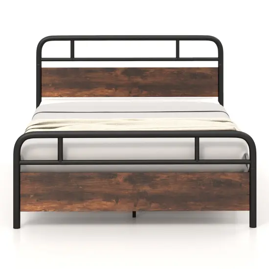 Industrial Metal Bed Frame with Headboard &ndash; Twin/Full/Queen Size, Sturdy Construction and Easy Assembly {4}