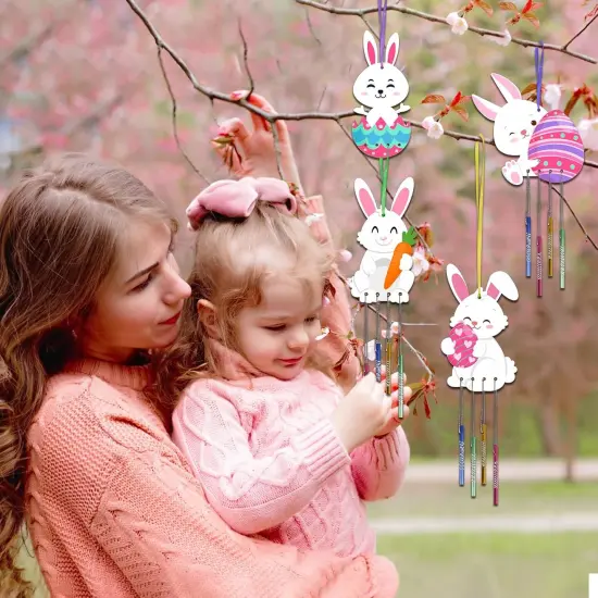 24 Pack Bunny Wind Chime Kit for Kids Make You Own Easter Rabbit Wind Chimes DIY {5}