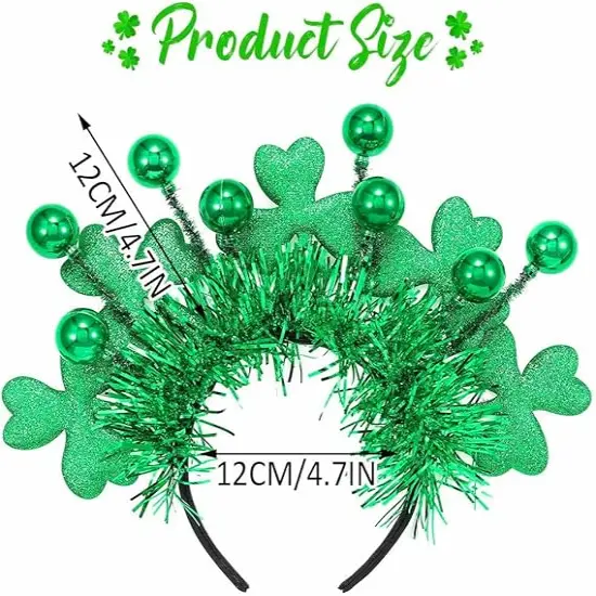 Light Up St Patricks Day Headband LED Shamrock Headpiece Green Ball Hair Band Parade Costume Headwear Irish Day Hair Accessories for Women and Girls {5}