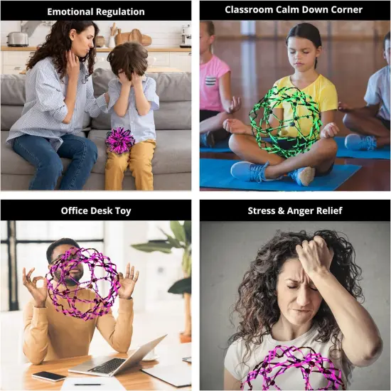 4E's Novelty 3 Pack Expandable Ball - Stress Balls for Adults & Kids, Calm Down Corner Supplies & ADHD {4}